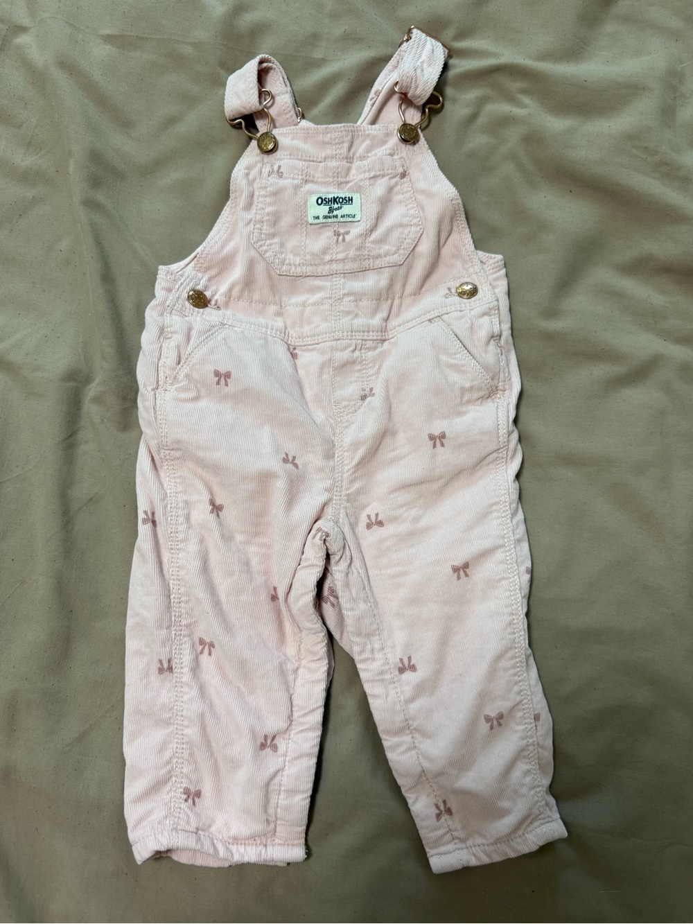 OshKosh B'gosh Pink Baby Corduroy Overalls with Bow Print